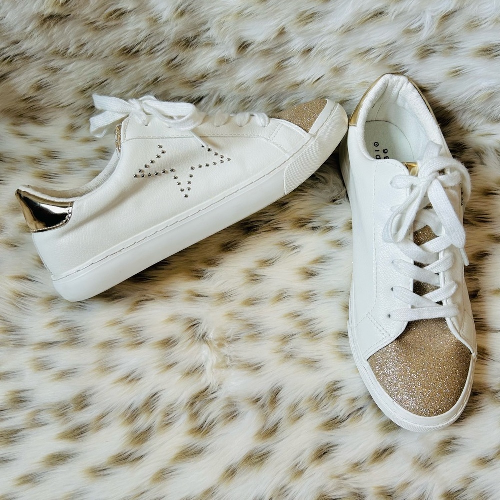 Gold Glitter Star Sneakers- Studio 1886